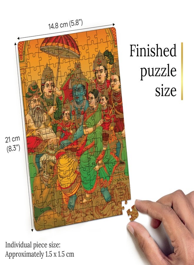 91Knots Rama’s Royal Court A5 Size 140 Pieces Wooden Jigsaw Puzzle Indian Art Theme Puzzle Travel Friendly for 5+ Kids and Adults Board Games Small Jigsaw Puzzle Birthday or New Year Gift - Image 5